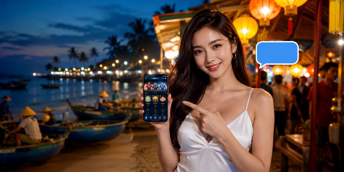 Người dùng Mũi Né xem phân tích và dữ liệu cá cược tại chợ đêm qua điện thoại
